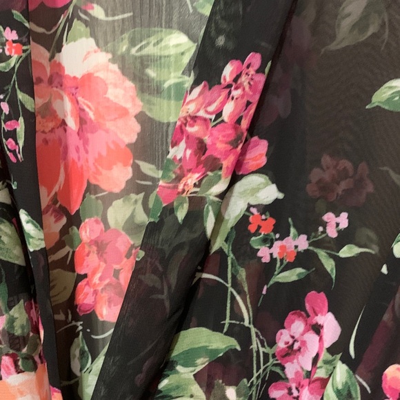 Floral Print Lace Kimono Robe  - XL - Picture 12 of 12